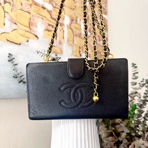 CHANEL Black Crossbody Bag with Gold Chain